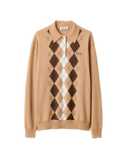 Miu Miu Brown Cashmere Polo Shirt