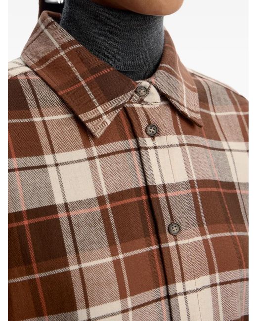 12 STOREEZ Brown Checked Shirt