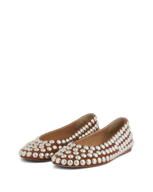 Rabanne Brown Studded Ballet Flats