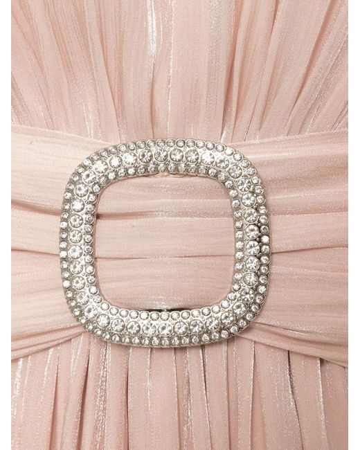 Nissa Natural Crystal Detail Chiffon Dress
