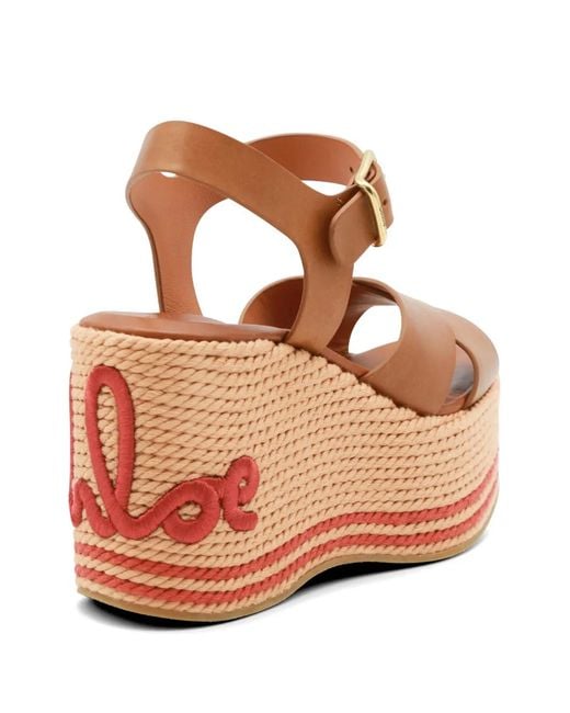 Chloé Brown Leather Platform Sandals