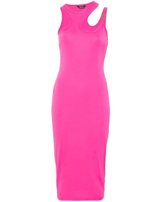 Just Cavalli Pink Cut-out Jersey Midi Dress