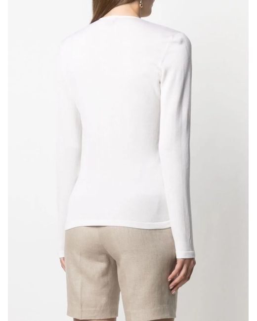 Tom Ford White Plunge-Neck Twist-Detail Knitted Top