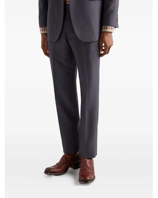 Prada Blue Pleated Wool Trousers for men