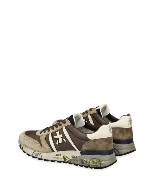 Premiata Brown Lander Cross-Detail Suede Sneakers for men