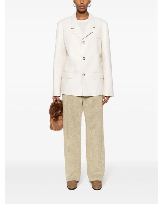 Nanushka Natural Single-Breasted Blazer