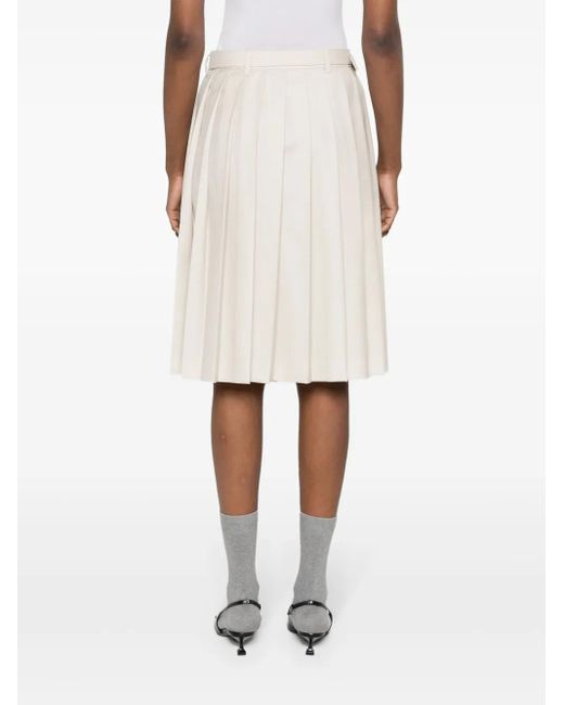 Miu Miu White Pleated Midi Skirt