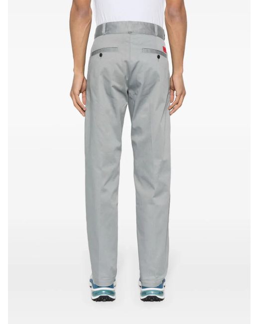 HUGO Gray Pressed-Crease Straight-Leg Trousers for men
