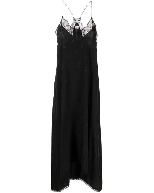 Robe mi-longue sans manches à détails en dentelle Zadig & Voltaire en coloris Black