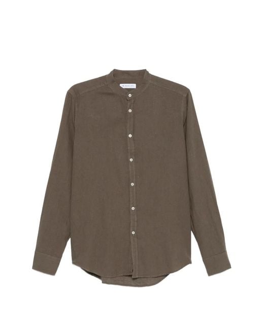 Manuel Ritz Brown Collared Cotton Linen Shirt for men