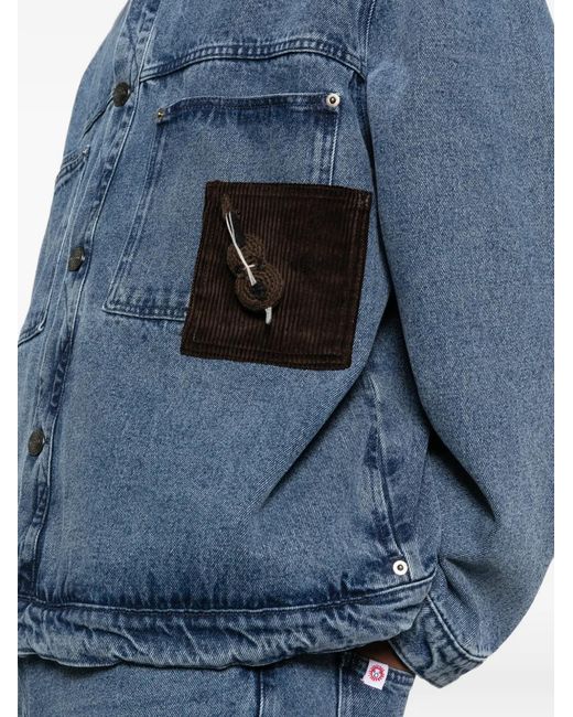 Charles Jeffrey Blue Denim Jacket With Corduroy Collar for men
