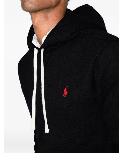 Polo Ralph Lauren Black Embroidered Logo Hooded Sweatshirt for men