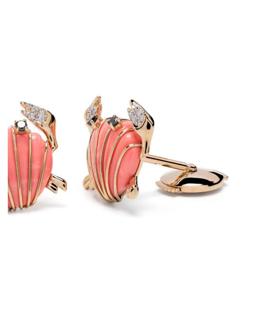 Pendientes Crab en oro de 9 ct con múltiples gemas Yvonne Léon de color Pink