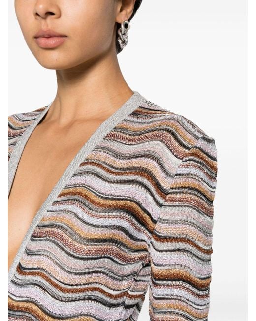 Missoni White Lurex-Detail Long-Length Cardigan