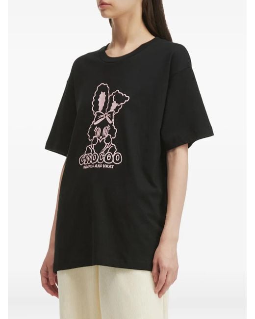 Chocoolate Black Cotton T-Shirt
