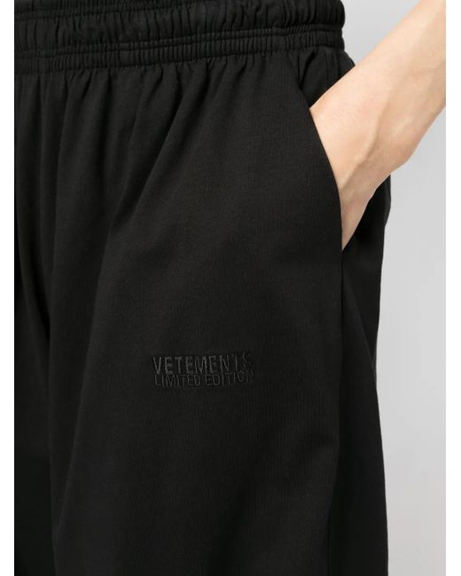 Vetements Black Logo-Embroidered Jersey Shorts for men
