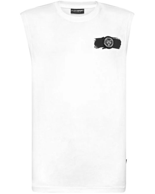 Philipp Plein White Round-Neck Sleeveless T-Shirt for men