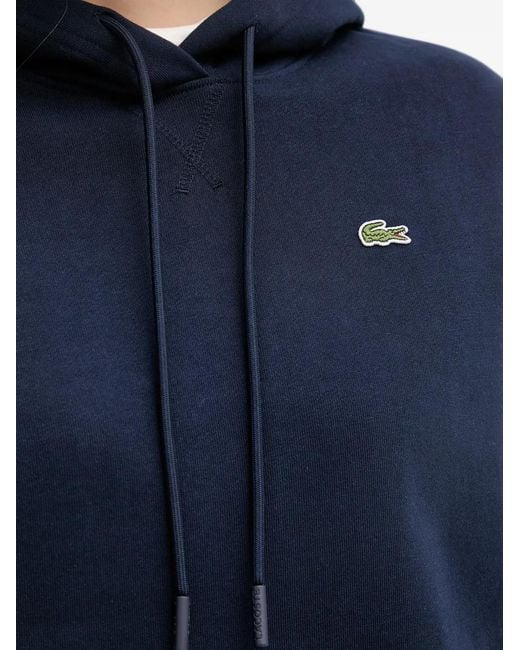 Lacoste Blue Logo-Patch Drawstring Hoodie
