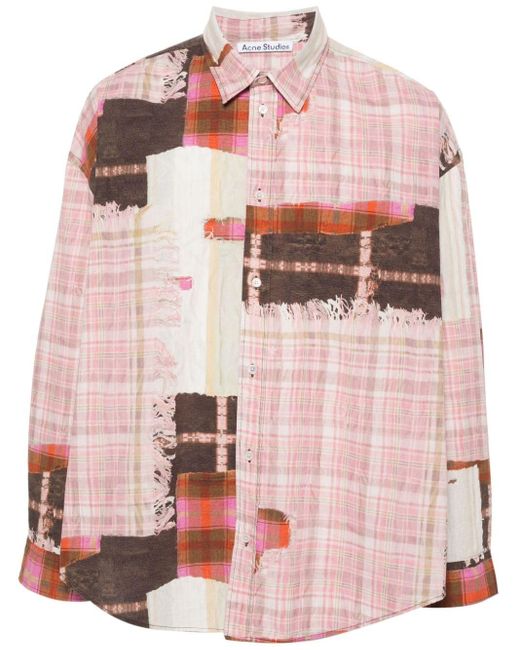 Acne Pink Graphic-print Cotton Shirt for men