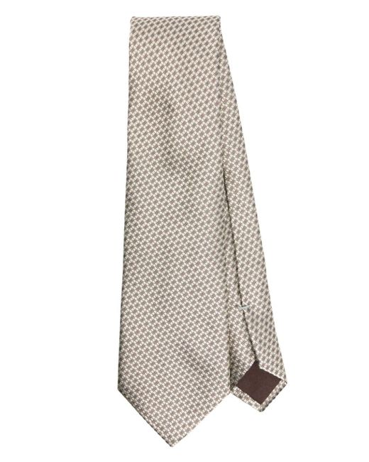 Canali White Pattern-jacquard Silk Tie for men