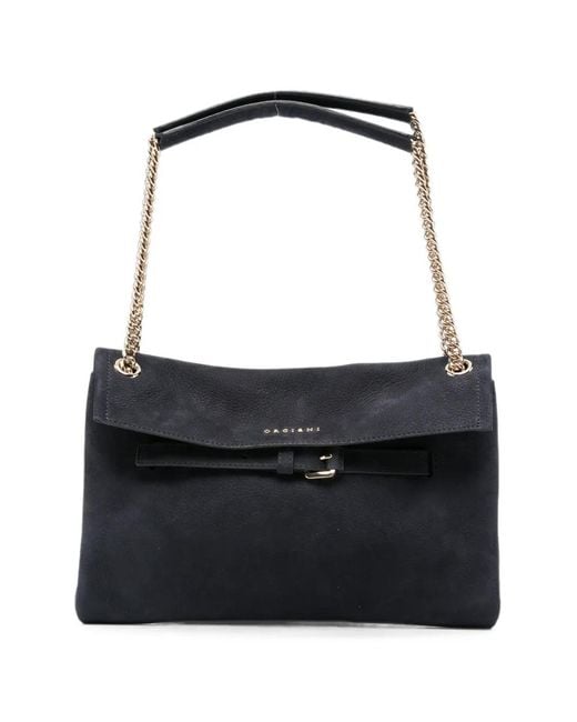 Orciani Black Buckle-Detail Chain-Strap Shoulder Bag