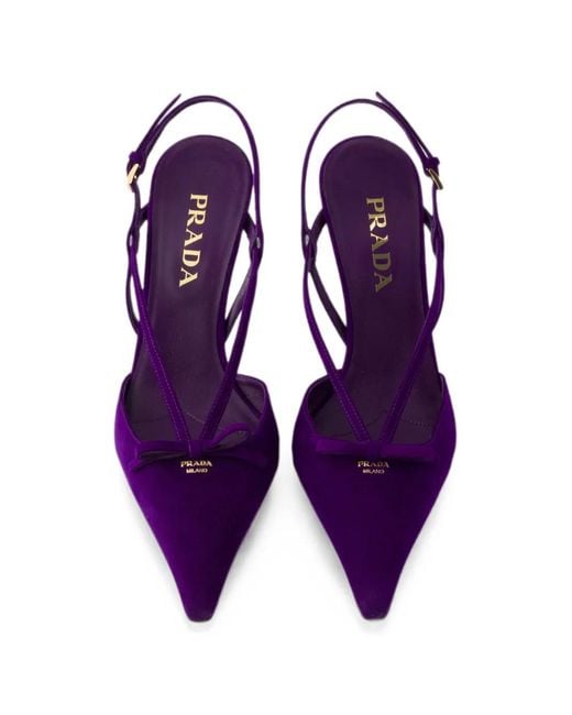 Prada Purple Suede Slingback Pumps
