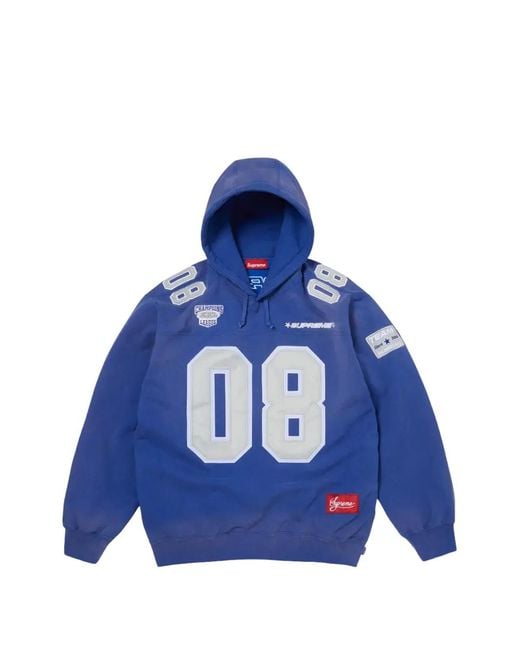 Supreme Blue Logo-Patch Jersey Hoodie for men