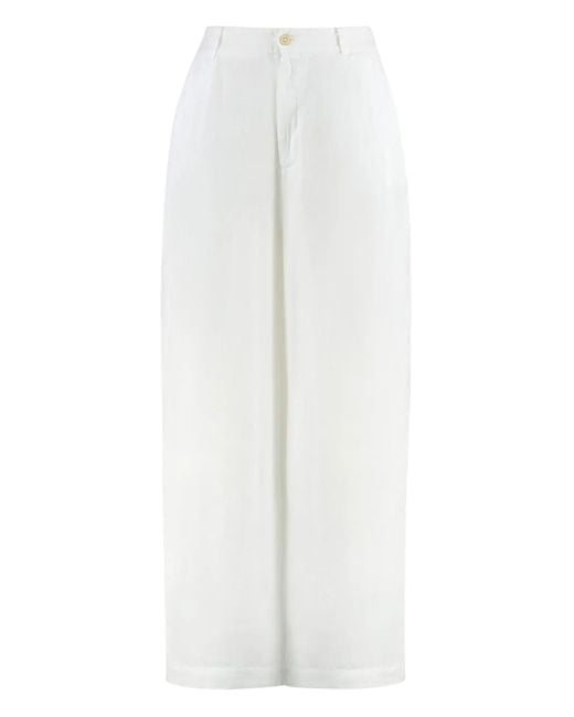 120% Lino White Hose aus Leinen