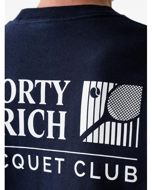 Sporty & Rich Blue Logo-Print Crew-Neck Sweatshirt