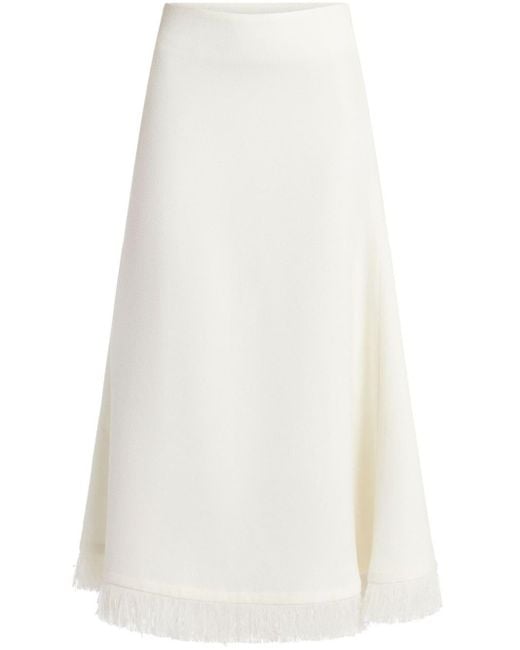 Chats by C.Dam White A-line Midi Skirt