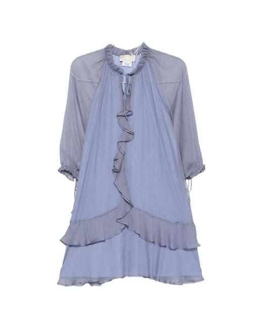 iBlues Blue Ruffled Tiered Mini Dress