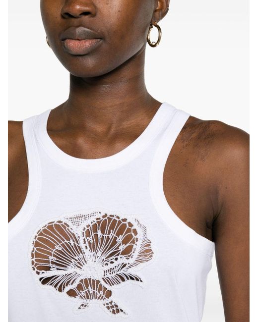 Stella McCartney White Floral-embroidered Cotton Tank Top