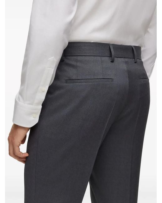 Boss Gray Pressed-Crease Tailored Trousers for men