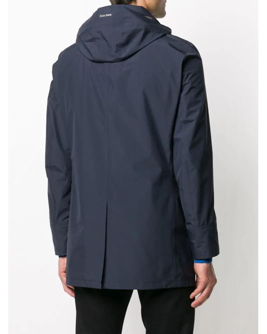 Herno Blue E Hooded Overcoat for men