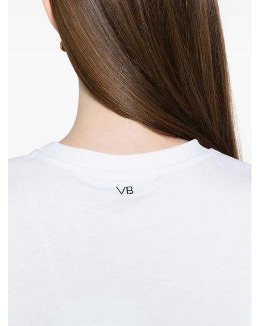 Victoria Beckham White Solid Crew Neck T-Shirt