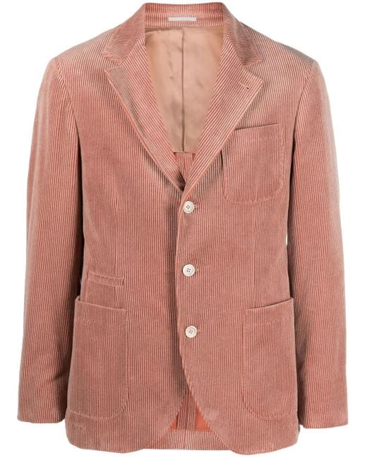 Brunello Cucinelli Pink Corduroy Single-Breasted Blazer for men