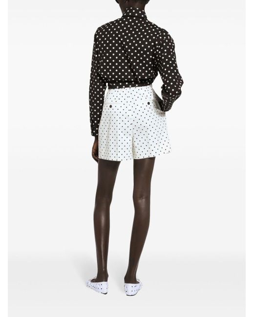 Dolce & Gabbana Black Cropped-Hemd mit Polka Dots