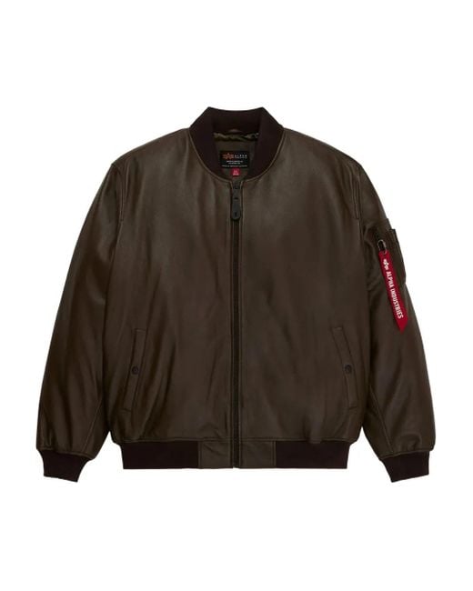 Alpha Industries Brown Ma-1 Leather Jacket for men