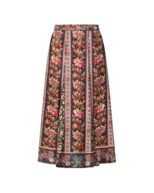 Pierre Louis Mascia White Aloe Floral-Print Midi Skirt