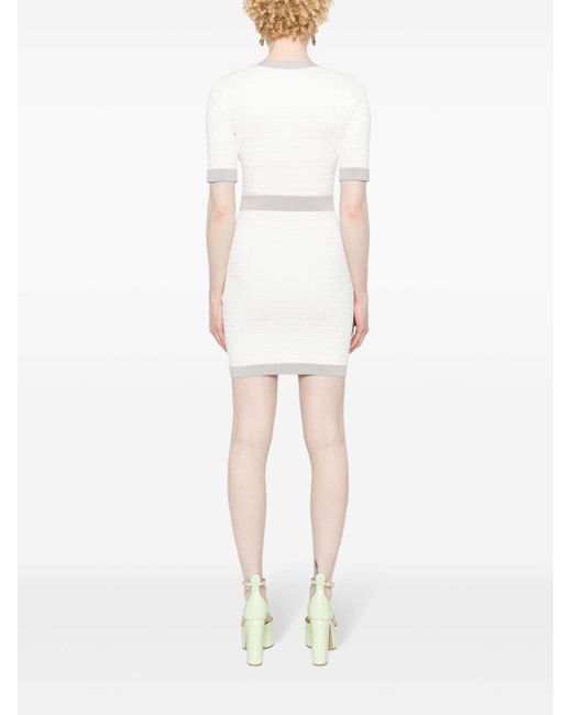Elisabetta Franchi White Monogram-jacquard Mini Dress