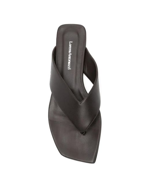 Lorena Antoniazzi White Square-Toe Flat Sandals