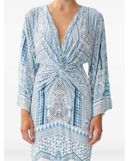 Camilla Blue Robe À Détail Torsadé