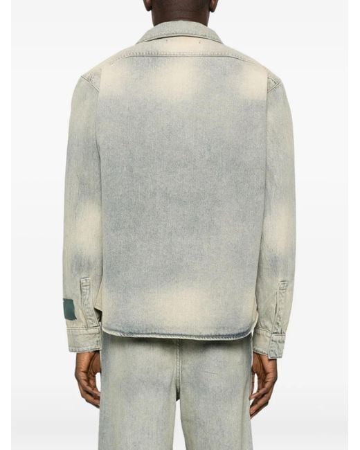 Reese Cooper Gray Concealed-Button Flap-Pocket Shirt for men