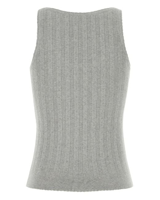 Miu Miu Gray Ribbed Cotton Tank Top