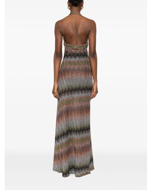 Missoni White Halter Patterned Maxi Dress