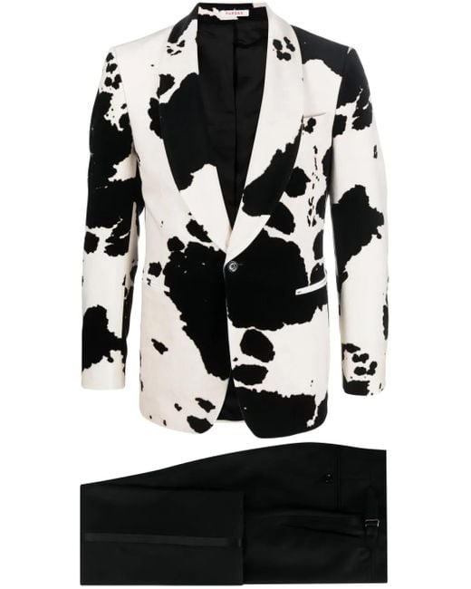 Fursac Black Cow-Print Single-Breasted Suit for men