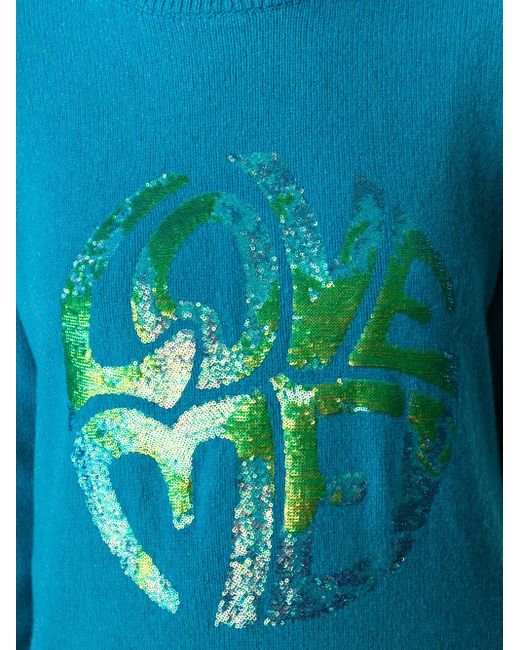 Alberta Ferretti Blue Sequin Embroidered Jumper