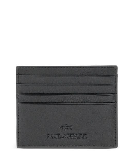 Paul & Shark Gray Leather Card Holder for men