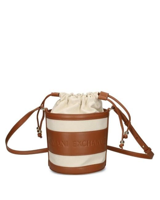ARMANI EXCHANGE Brown Drawstring-Closure Bucket Bag