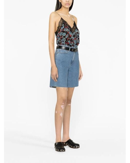 Zadig & Voltaire Black Christy Floral-Print Silk Camisole